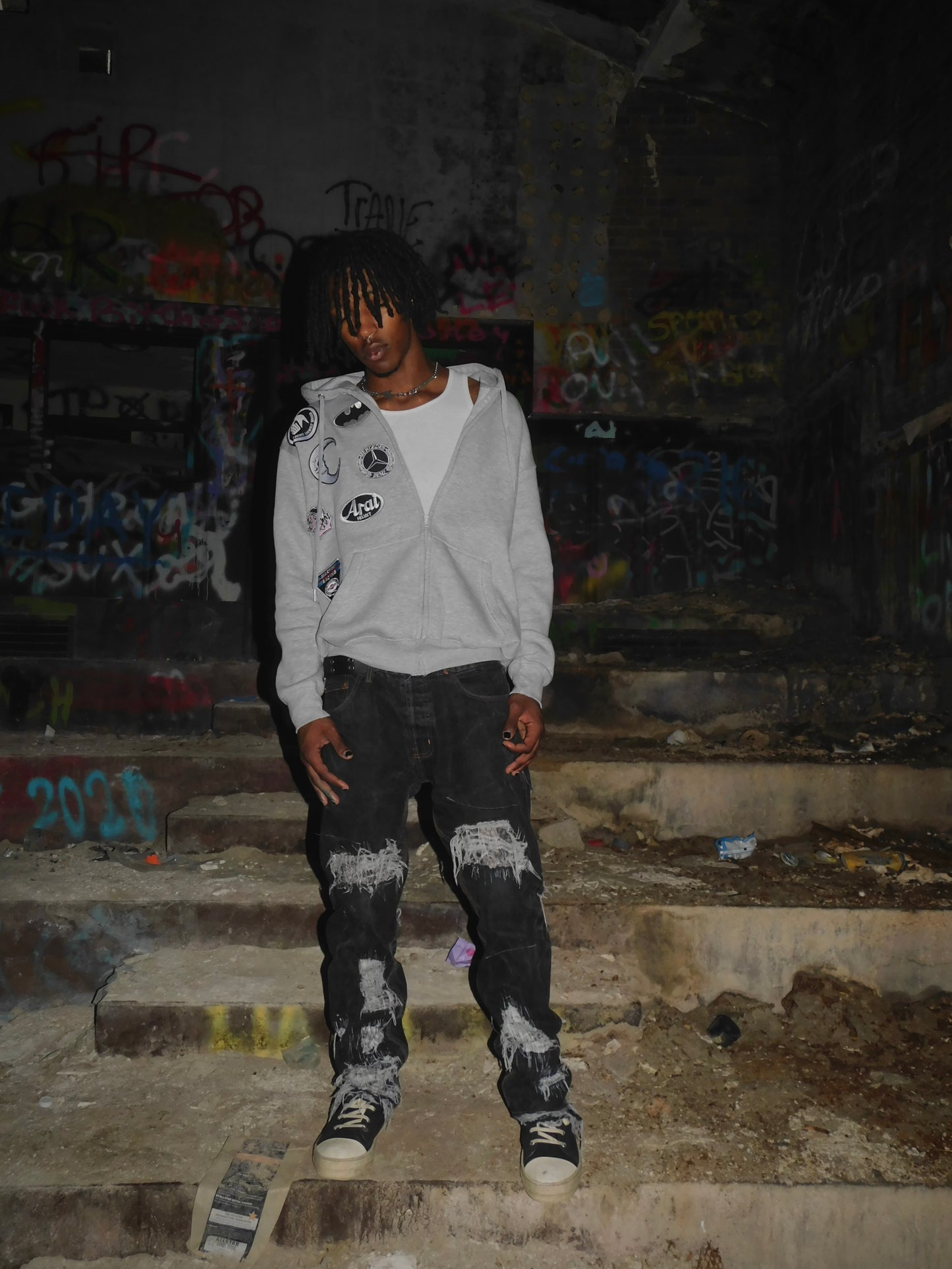 Gray Burnout Hoodie