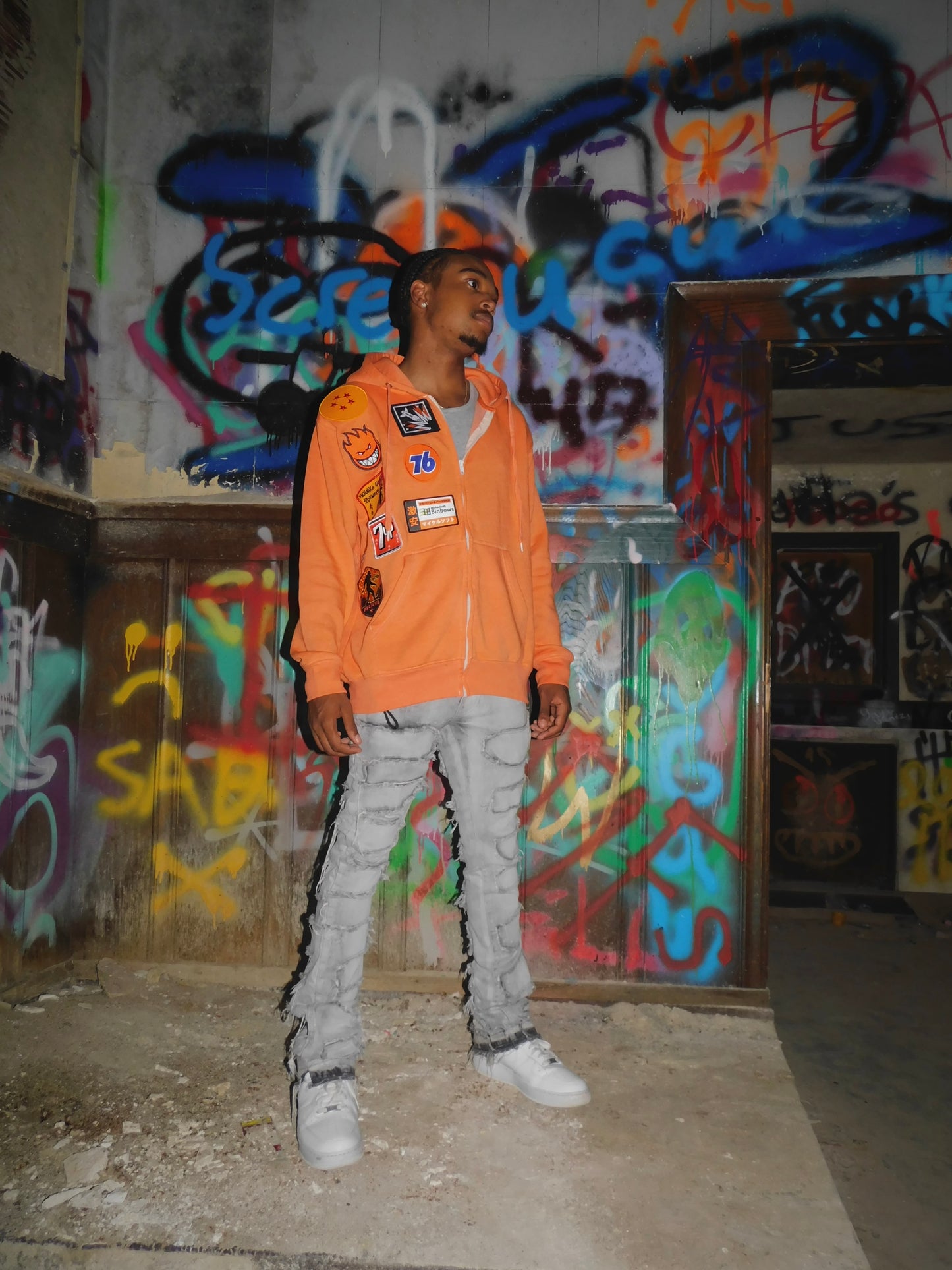 Orange Burnout Hoodie