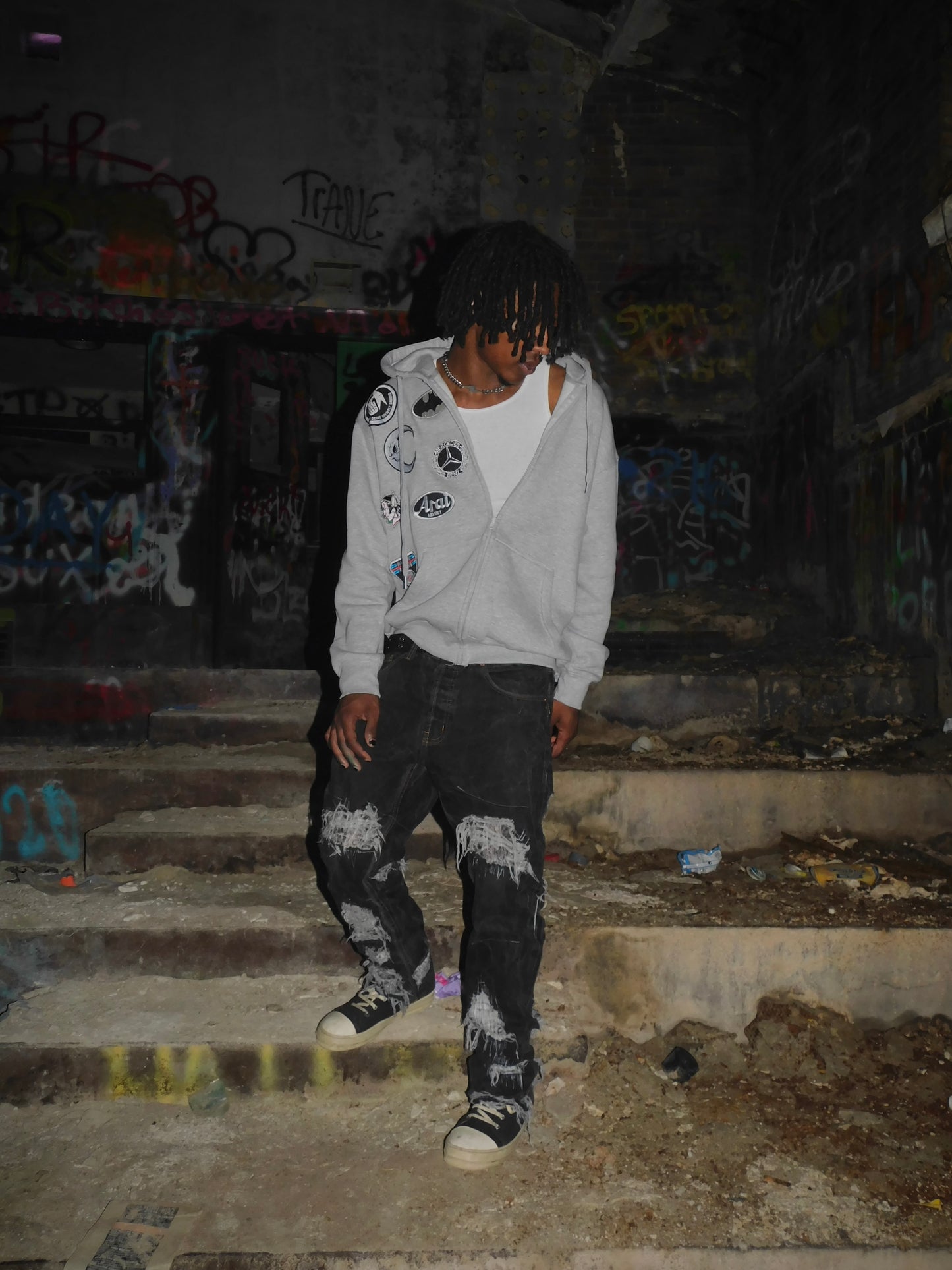Gray Burnout Hoodie
