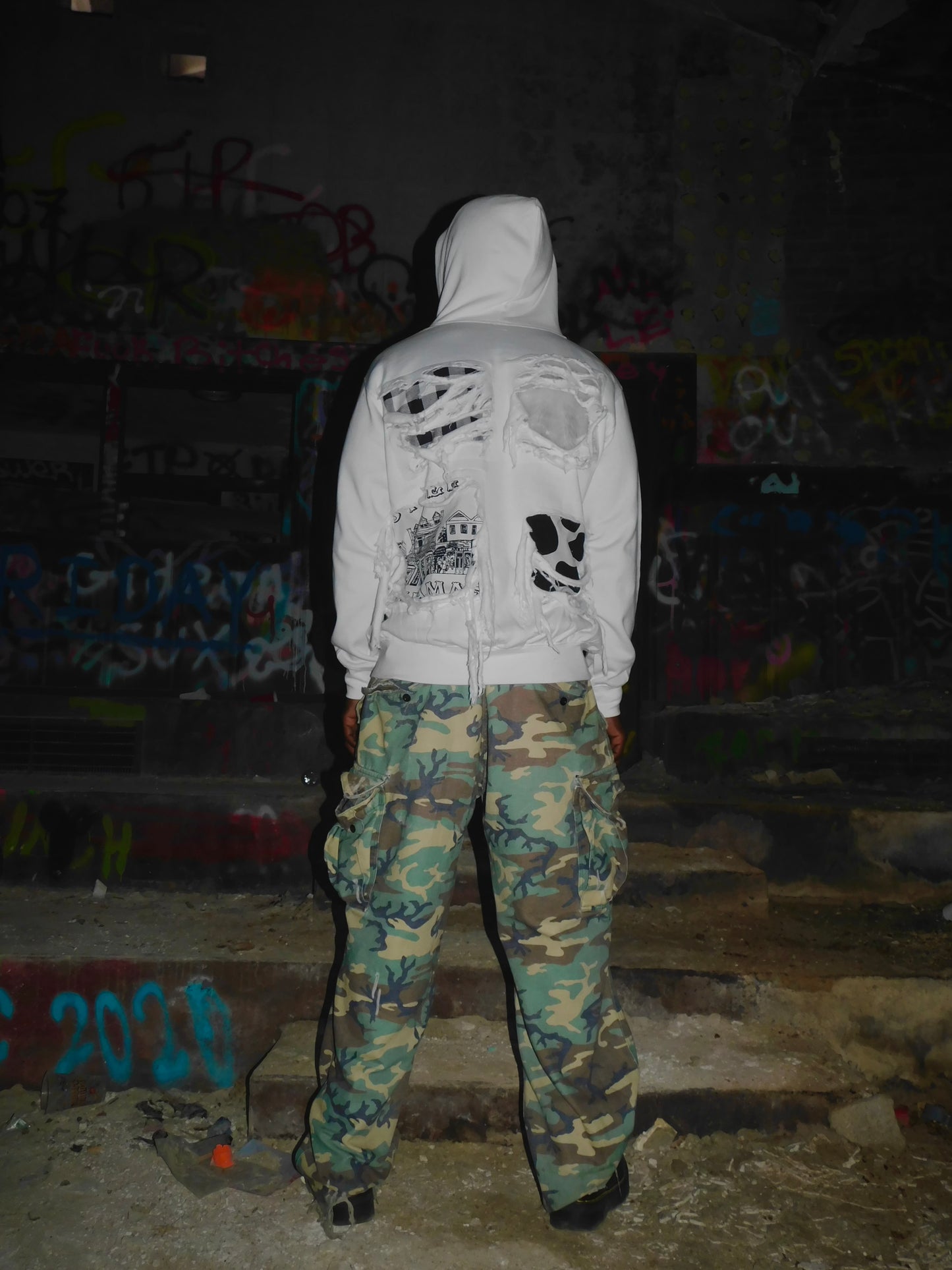 White Burnout hoodie