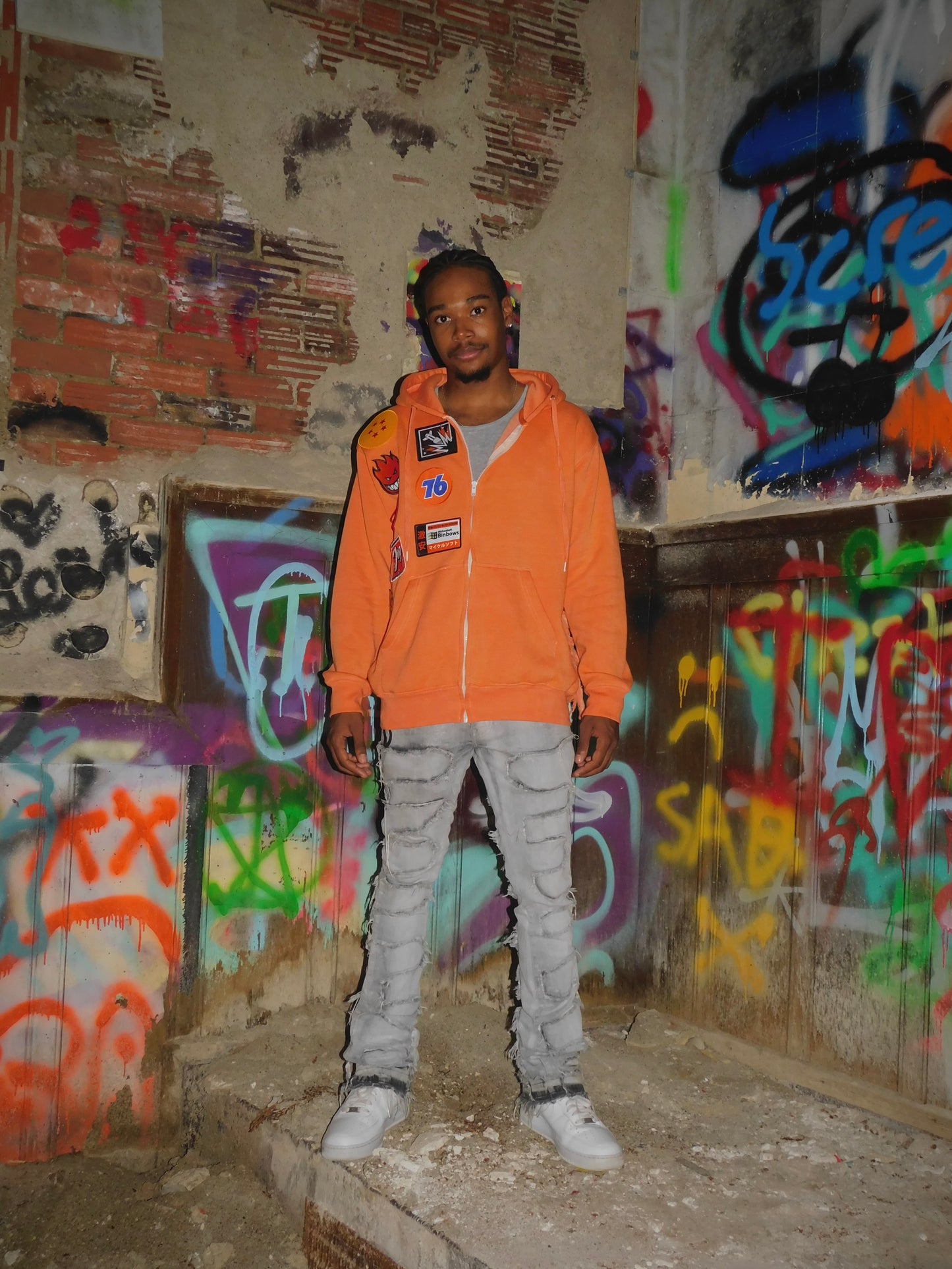 Orange Burnout Hoodie